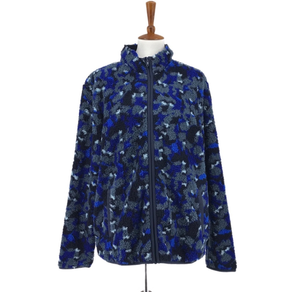 Nordstrom by Cristina Martinez Blue Camo Fleece Jacket Full Zip Size XL